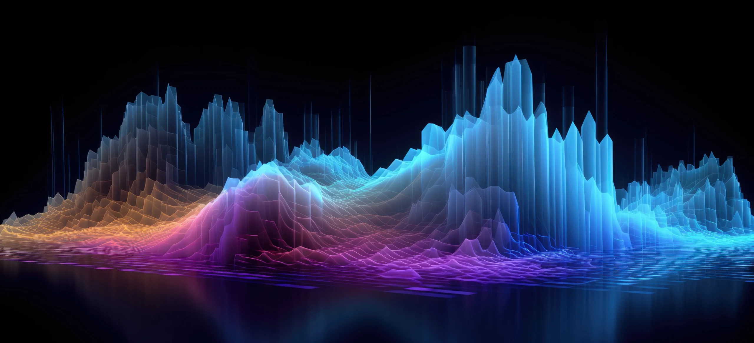 Abstract data landscape representing Generative AI testing, QA frameworks, and AI performance evaluation.